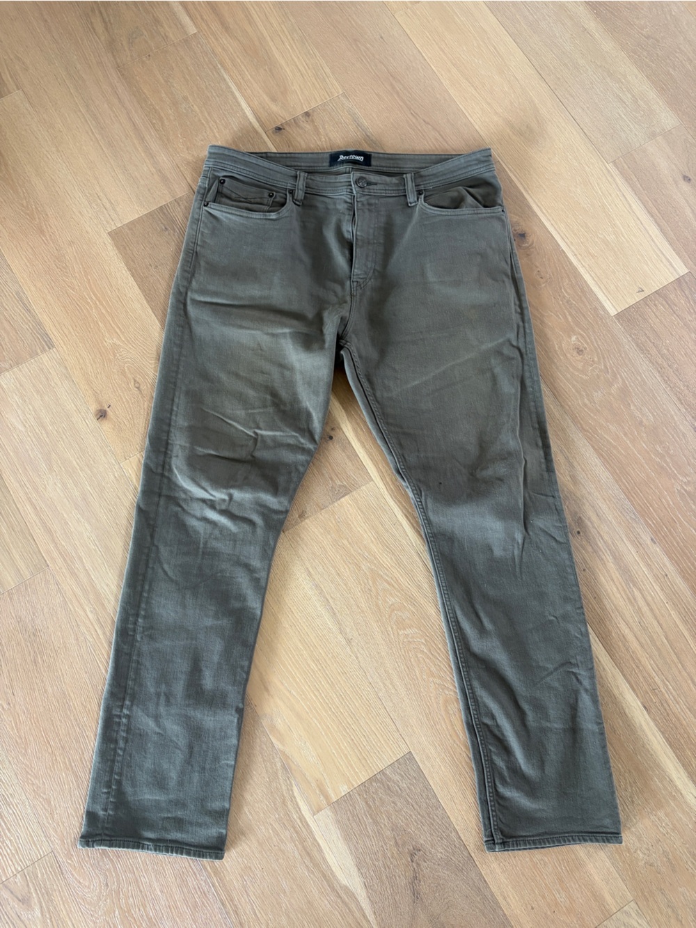 Men's Revtown Slim Jeans in Olive Green - Classic Stretch Fit - 38x32